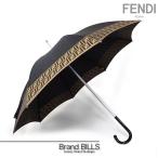 未使用品 FENDI フェンディ 傘 長傘 ズッカ柄 ボタンレスロック 8本骨 ポリエステル プラスチック ブラウン系 ブラック