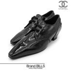 未使用品 CHANEL シャネル レースアップシューズ ローファー ココマーク チャンキーヒール パテントカーフスキン 37C 23.5cm G34275
