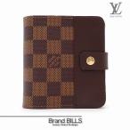 ショッピングダミエ 未使用品・訳アリ LOUIS VUITTON ルイ ヴィトン コンパクトジップ 折り財布 ダミエ ブラウン ゴールド金具 N61668