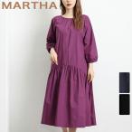 フレアー ワンピース レディース MARTHA マーサ ロングスリーブ 体型カバー ホームウェア ワンマイル おうち着 長袖 L ネイビー ブラック ss 16898