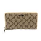 ショッピングＧＧキャンバス グッチ GUCCI GGキャンバス ラウンドファスナー 長財布 307980 ベージュ GG柄【中古】【美品】