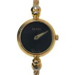 ショッピングgucci GUCCI グッチ バングルウォッチ 2700.2.L 腕時計 GP ゴールド クオーツ ブラック文字盤【中古】 レディース