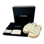 【箱付き】 CHANEL シャネル 24S ココマーク フラットサンダル ミュール ホワイト 383514 サンダル