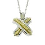 ショッピングティファニー 【箱付き】 TIFFANY&Co. ティファニー シルバー ゴールド シグネチャー クロス ネックレス 4.9g 925/750刻印 499135 ネックレス