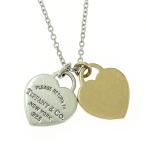 TIFFANY&Co. ティファニー シルバー ゴールド リターントゥ ミニ ダブルハート ネックレス 3.3g 925/750刻印 511405 ネックレス