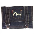 エヴィス EVISU DENIM CLUTCH BAG デニム クラッチ ポケット バッグ インディゴブルー系 【中古】