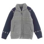 レイフアデルバーグ RAIF ADELBERG ダブルジップ ジップアップ カーディガン カウチン ニット グレー系 ネイビー系 46【中古】