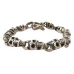 ショッピングスカル BILL WALL LEATHER ビルウォールレザー 10スカルリンク Cクロス Tバー ブレスレット シルバー系【中古】