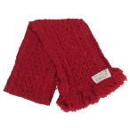 INVERALLAN Inverallan чай бирка HANDKNIT MUFFLER рука вязаный muffler оттенок красного [ б/у ]
