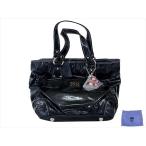 【中古】Anna Sui アナスイ 306180 バタフライチャーム付 エナメル レディース トートバッグ ブラック系