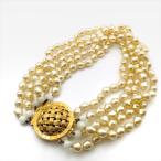  прекрасный товар CELINE Celine жемчуг узор Vintage колье Gold a3550