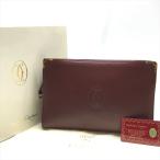  прекрасный товар Cartier Cartier cartier Must Logo кожа Second клатч бордо мужской женский унисекс сумка k7381