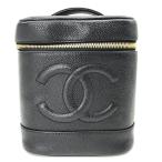 M3898 прекрасный товар CHANEL Chanel здесь Mark черная икра s gold vanity ручная сумочка черный 