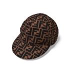 フェンディ ベースボールキャップ/帽子 FENDI 調整ストラップ FFロゴ ブラウン FXQ498 ブラウン/レッド 58cm爆買