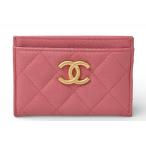  Chanel футляр для карточек / футляр для визитных карточек CHANELmatolase здесь Mark черная икра s gold розовый / коврик Gold металлические принадлежности AP3524