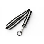 グッチ ネックストラップ キーリング付 GUCCI ウェビングライン ブラック/ホワイト