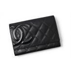 シャネル 財布/二つ折 CHANEL 折財布 カンボン A26722 ブラック/ブラック