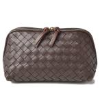 ボッテガヴェネタ コスメポーチ/トラベルポーチ BOTTEGA VENETA　イントレチャート ナッパ　ダークブラウン 132534爆買