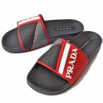 プラダ メンズサンダル PRADA スリッパ/ラバーサンダル レッド/ブラック ROSSO 4X3204爆買