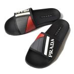 プラダ メンズサンダル PRADA スリッパ/ラバーサンダル ブラック/ホワイト NERO 4X3204爆買
