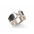 エルメス リング/指輪 オランプ HERMES レザー/メタル Mサイズ/約13号 ブラック/シルバー アクセサリー爆買