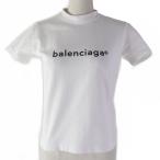 ショッピングバレンシアガ 美品☆BALENCIAGA バレンシアガ 2020年製 612964 コットン100％ フロントロゴプリント 半袖Ｔシャツ ホワイト XS 正規品 レディース