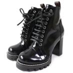 ショッピングVUITTON 美品△ルイヴィトン スタートレイルライン パテントレザー サイドジップ レースアップ アンクルブーツ ショートブーツ ブラック  36