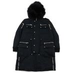 美品○バルマン 18AW W8H3819T361 ロゴボタン付き ジップディティール ラクーンファー付き マルチポケット ミリタリーコート 黒 52 伊製