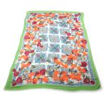 極美品★DOLCE&GABBANA ドルチェ＆ガッバーナ カシミヤ混 フリンジ付 ロゴ入り フラワー フルーツデザイン 大判 ショール ストール 伊製