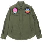 ショッピングスパンコール 美品▼VALENTINO ヴァレンティノ QV3ABA101AX コットン100% スパンコール WZIP ミリタリージャケット カーキ 50 イタリア製 正規品