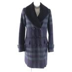 ショッピングBURBERRY 美品★BURBERRY LONDON バーバリーロンドン 襟元ムートン・ロゴボタン付 チェック柄 ダブルブレスト ウールコート 38 日本製 正規品