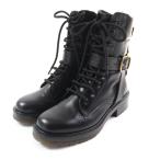 ショッピングchloe 極美品★Chloe クロエ ベルトデザイン レースアップ レザー ブーツ アンクルブーツ ブラック 36 保存袋付き イタリア製