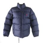 ショッピングラルフローレン 極美品★POLO RALPH LAUREN ポロ・ラルフローレン ロゴ刺繍入り ZIP UP ダウンジャケット アウター ネイビー XL 正規品 レディース