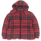 極美品□MONCLER モンクレール 19-20AW DANUBE GIUBBOTTO ウール チェック柄 ダウンジャケット レッド ブラック 0 正規品 メンズ
