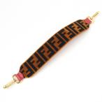 美品☆FENDI フェンディ ミニ ストラップユー ベロア FFロゴ・ズッカ柄 レザー使い ショルダーストラップ ブラウン系 レッド イタリア製