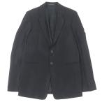 美品□EMPORIO ARMANI エンポリオ アルマーニ ウール 黒タグ 総柄 シングル テーラードジャケット ブラック 46 イタリア製 正規品 メンズ