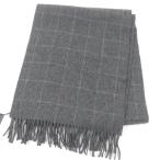 未使用品□Dunhill ダンヒル カシミヤ100％ ウィンドウペン チェック柄 フリンジ ショール マフラー グレー イングランド製 メンズ