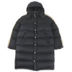 極美品□GUCCI グッチ 603569 GGロゴ総柄 サイドライン フーデッド ベンチコート ダウンコート ブラック 50 イタリア製 正規品 メンズ