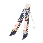 ショッピングシルク 未使用品★HERMES エルメス PIQUE DAME DE COEUR ハートのクイーン シルク100％ ツイリー ラインストーン付  スカーフ ネイビー系 箱付き