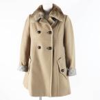  прекрасный товар *BURBERRY BLUE LABEL Burberry Blue Label E1B04-491-40 воротник мех кролика имеется обратная сторона в клетку бушлат бежевый 36 стандартный товар 