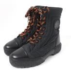 ショッピングHERMES 美品☆HERMES エルメス フレッシュ パラシュート ファブリック レザー使い ショートブーツ ブラック 37 保存袋付 イタリア製 レディース