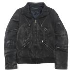 ショッピングGABBANA 美品▼DOLCE&GABBANA ドルチェ＆ガッバーナ ラムレザー 黒タグ マルチポケット ZIPUP ブルゾン ライダースジャケット 44 正規品 メンズ