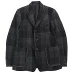 美品△Y’s for men ワイズフォーメン ヨウジヤマモト MO-J12-105 レザートリミング チェック柄 ツイード テーラードジャケット 3 正規品