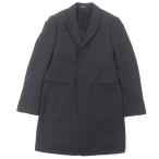 極美品▼EMPORIO ARMANI エンポリオ アルマーニ T LINE 黒タグ 織柄 シングル チェスターコート ダークグレー 46 ブルガリア製 正規品