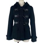  превосходный товар ^BURBERRY Burberry шерсть 100% подкладка noba проверка короткий полупальто "даффл коут" черный 38 стандартный товар женский 