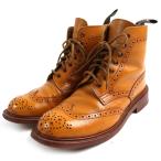 美品△Tricker's トリッカーズ L5411 メダリオン ウィングチップ グッドイヤーウェルト製法 カントリーブーツ レザー ショートブーツ 5.5