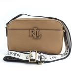 ショッピングラルフローレン 極美品☆RALPH LAUREN ラルフローレン レザーロゴ付 ロゴショルダーストラップ レザー ショルダーバッグ ライトブラウン レディース