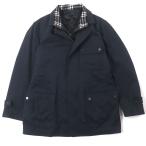 ショッピングバーバリー 良品▼BURBERRY LONDON バーバリーロンドン ラムレザー使い ライナー付き ベスト 3WAY ミリタリーコート ネイビー M  正規品 メンズ