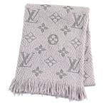 ショッピングVUITTON 良品○LOUIS VUITTON ルイヴィトン M74742 エシャルプ・ロゴマニア シルク混 モノグラム フリンジ付き マフラー グリペルル 伊製 正規品