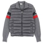 極美品▼MONCLER モンクレール 2020年製 CARDIGAN ロゴワッペン付き ニット切替 WZIPUP ダウンジャケット グレー M 正規品 メンズ